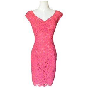 Lilly Pulitzer Rosaline Lace Sheath Dress Pink Orange Wedding Guest 00